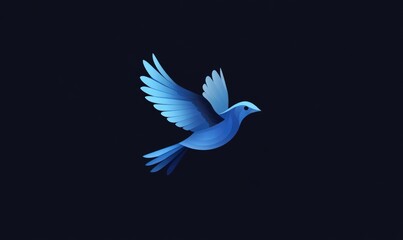A blue bird in flight against a dark background, symbolizing freedom, peace, and hope.