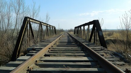 Obraz premium Rusty Railroad Bridge: A Journey Through Time