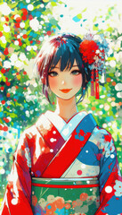 着物の女性イラスト