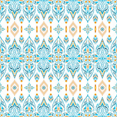 Geometric floral pattern. Seamless vector background. Colorful ornament. Ornament for fabric, wallpaper, packaging, decorative print.
