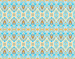 Geometric floral pattern. Seamless vector background. Colorful ornament. Ornament for fabric, wallpaper, packaging, decorative print.
