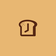 bread time logo design on isolated background, sliced bread with clock logo concept