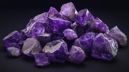 Fototapeta premium Pile of polished amethysts, with rich purple tones and smooth, rounded surfaces