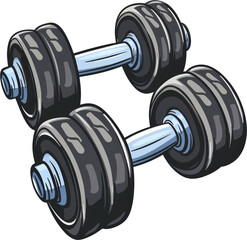Naklejka premium Two dumbbells, ready to lift.
