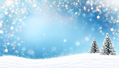 Christmas blue background with snow and golden glitter. Made with Generative AI Technology