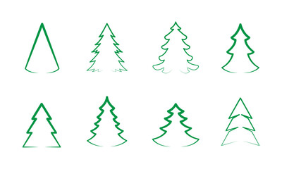 line art set of Christmas trees. EPS 10