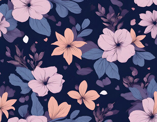 Beautiful seamless vector floral pattern a dark blue purple background