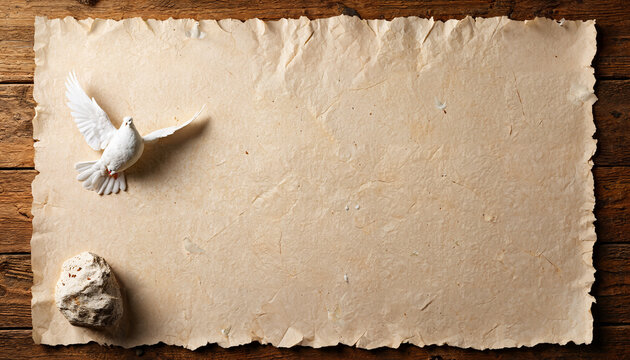 "Colombe de paix sur parchemin ancien"