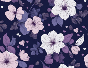 Beautiful seamless vector floral pattern a dark blue purple background