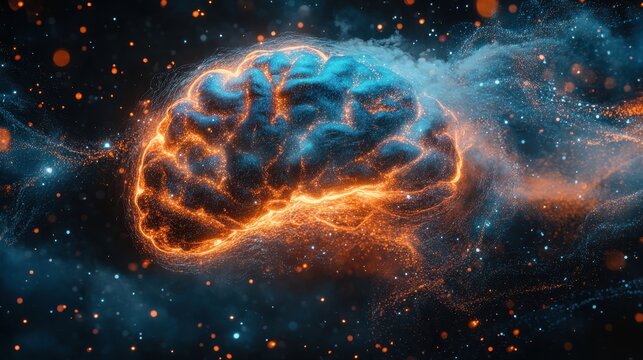 Concept art of a human brain exploding with knowledge and creativity. generative ai