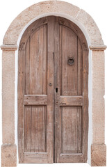 Old wooden door with arch