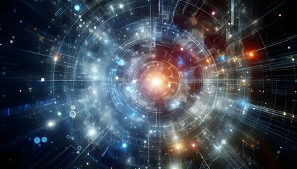 Obraz premium Digital abstract background. Can be used in the description of network abilities, technological processes, digital storages, science, education, etc.