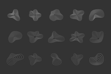 A set of abstract contour lines forming organic shapes. Ideal for maps, 3D topography, and minimalistic designs. Great for graphic design, visualizations, and tech projects.