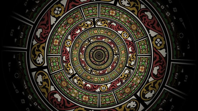 Ethnic batak karo flower pattern decorative looping animation