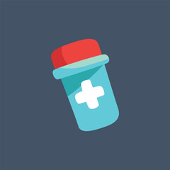 Drug bottle in flat vector design.