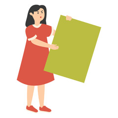 Human Holding Banner Cartoon Character. Vector Illustration on White Background.