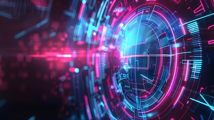 Fototapeta premium Futuristic Medical Hologram with Neon Glow and Translucent Background