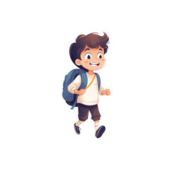 Smiling schoolboy in uniform and backpack running happily. Ideal for educational, back to school, energetic, active lifestyles, and childhood themes. Generative AI