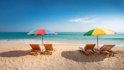 Relaxing beach scene with umbrellas