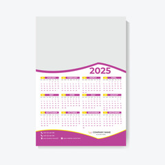 Wall Calendar Design 2025. Professional wall calendar design.