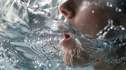 Fototapeta premium Closeup portrait of young beautiful woman with water splash on her face