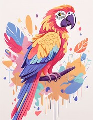 Obraz premium Colorful parrot on a branch