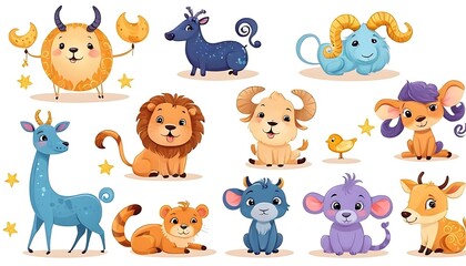 Obraz premium Cartoons including wild animals clipart.children, clip art, graphic, lion, tiger, bear, rabbit, baby, cartoon, happy, illustration, wild, animal, 23
