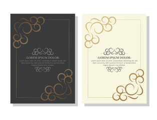 set of Luxury gold ornament greeting card vector template