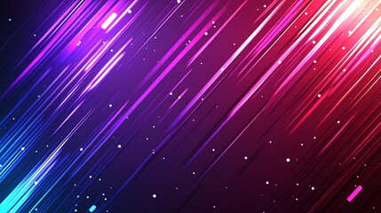 Obraz premium Abstract background with diagonal lines of light in pink, blue, and white on a dark purple background.