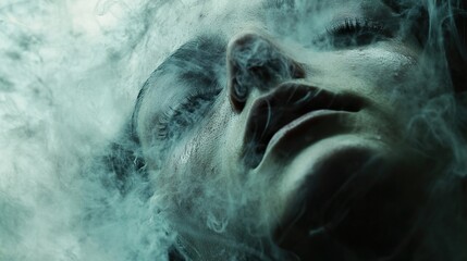 Fototapeta premium Dreamy Portrait of a Woman in Smoke