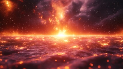 A fiery sunset over a sea of flames.