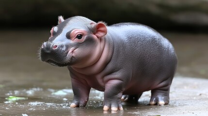 Adorable Baby Hippo Named Moo Enjoying Playful Chaos