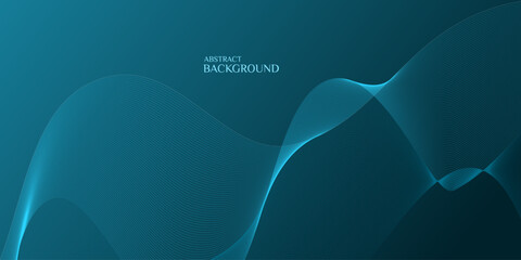 A teal background with flowing, light teal lines.