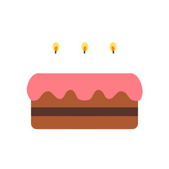 birthday cake with candles illustration flat style vector isolated on white and transparent background