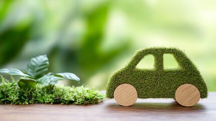Green car model symbolizing eco-friendly transport.