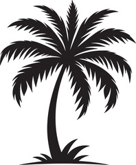 Palm tree silhouette vector with white background