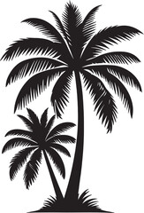 Fototapeta premium Palm tree silhouette vector with white background