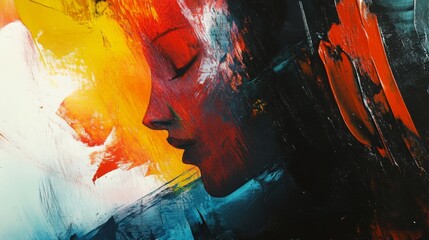 A colorful abstract portrait of a woman.