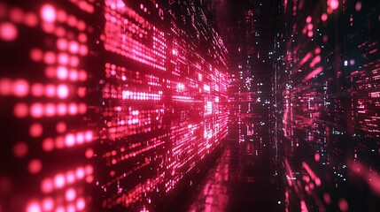 Fototapeta premium Abstract Digital Corridor with Glowing Pink and White Lights