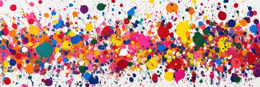 Wall mural expressive, splattered brush texture with random dots and dashes of color across the canvas