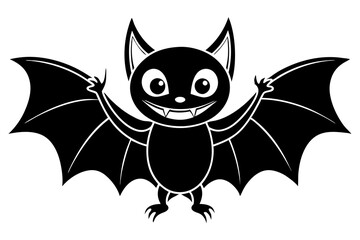 Cute Halloween Bat silhouette minimalistic vector art illustration