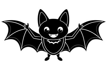 Cute Halloween Bat silhouette minimalistic vector art illustration