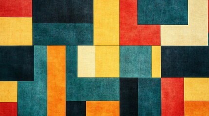 Fototapeta premium A vibrant geometric pattern of large squares in bold colors creating an energetic visual tapestry background