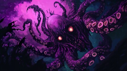 Deep Sea Monster: A Terrifying Octopus Illustration