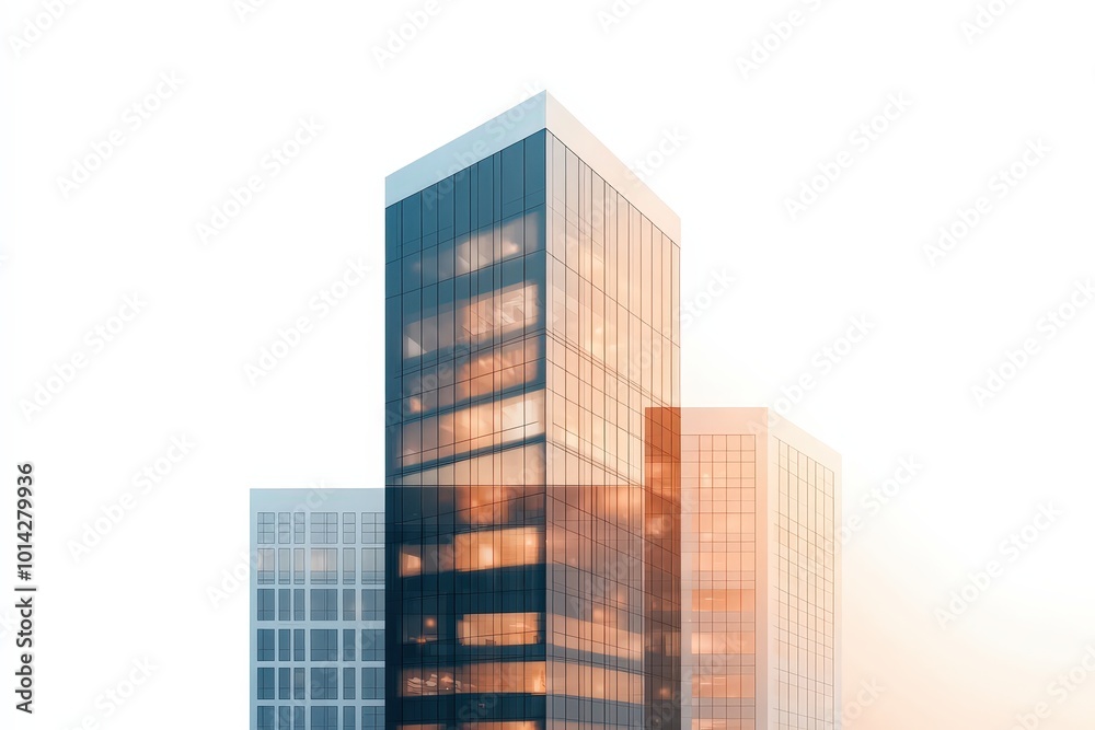 Wall mural geometric skyscraper with illuminated windows