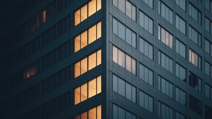Fototapeta premium Illuminated Skyscraper Windows at Night