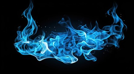 Obraz premium Abstract blue fire flames on a black background