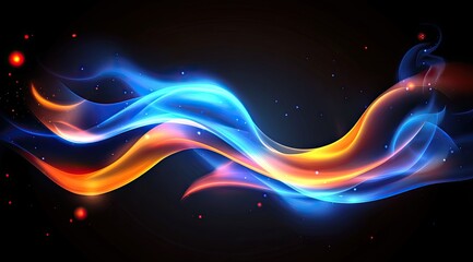 Fototapeta premium Abstract fire flames in blue and orange colors on black background