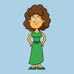 queen with brown curly hair