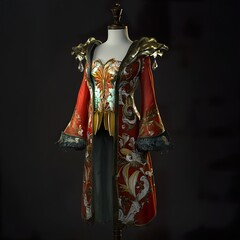 Elegant Red and Gold Floral Fashion Design